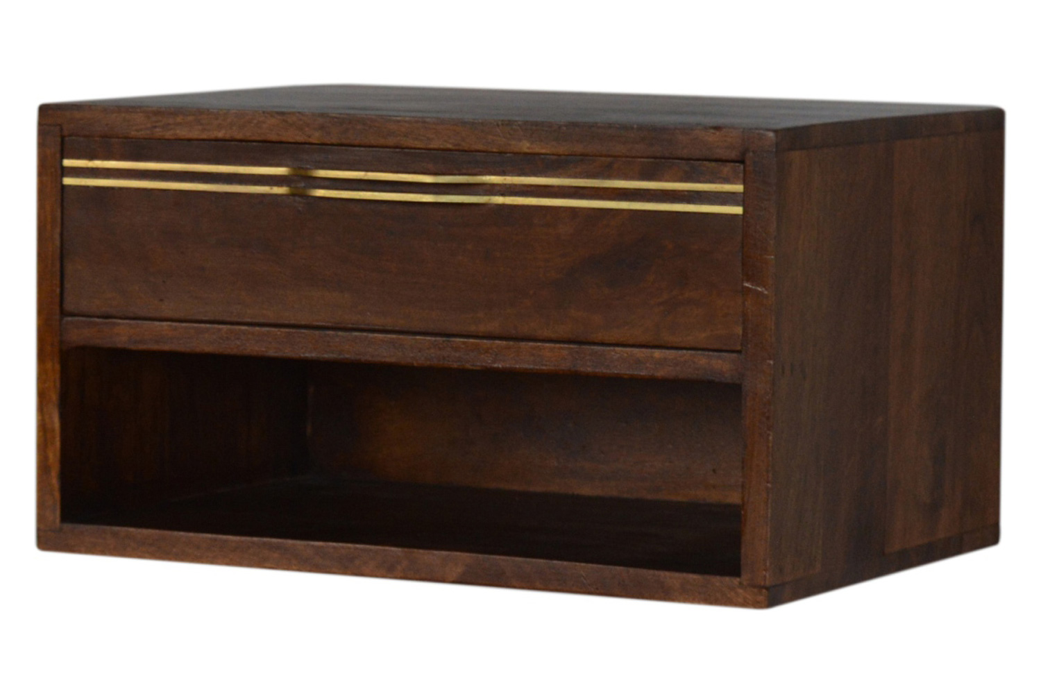 Artisan - Wall Mounted Brass Handle Bedside in Chestnut