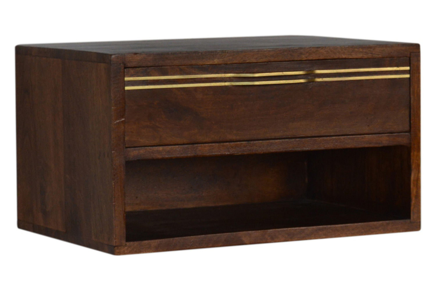 Artisan - Wall Mounted Brass Handle Bedside in Chestnut