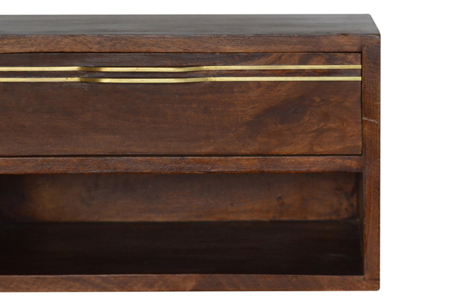 Artisan - Wall Mounted Brass Handle Bedside in Chestnut