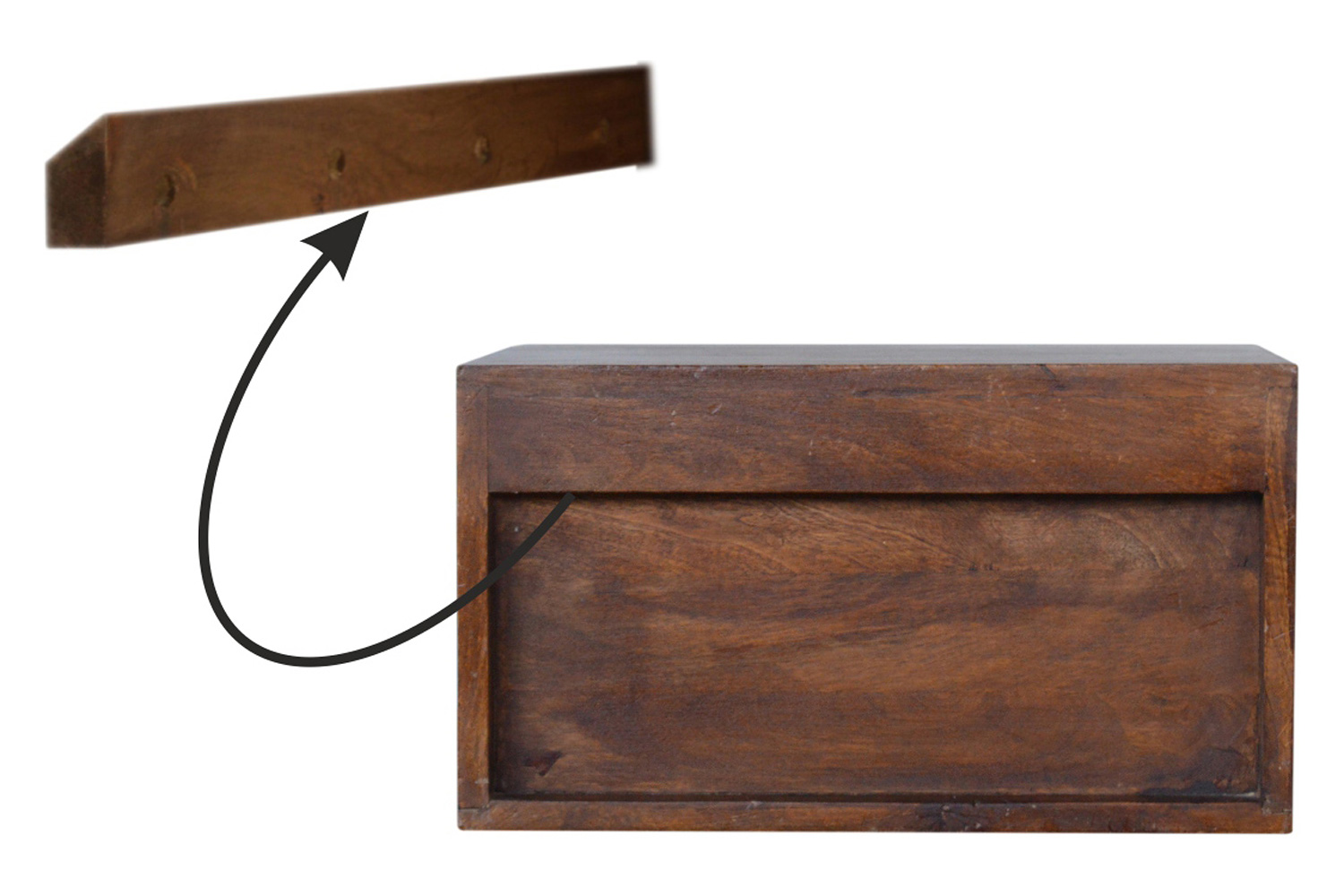 Artisan - Wall Mounted Brass Handle Bedside in Chestnut