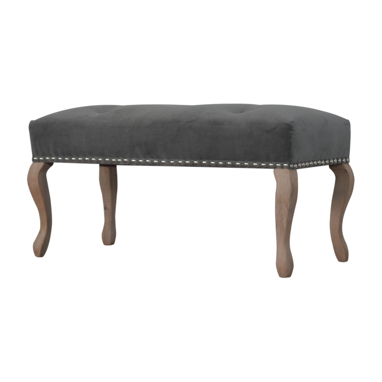 Artisan French Style Bench - Gray, Velvet