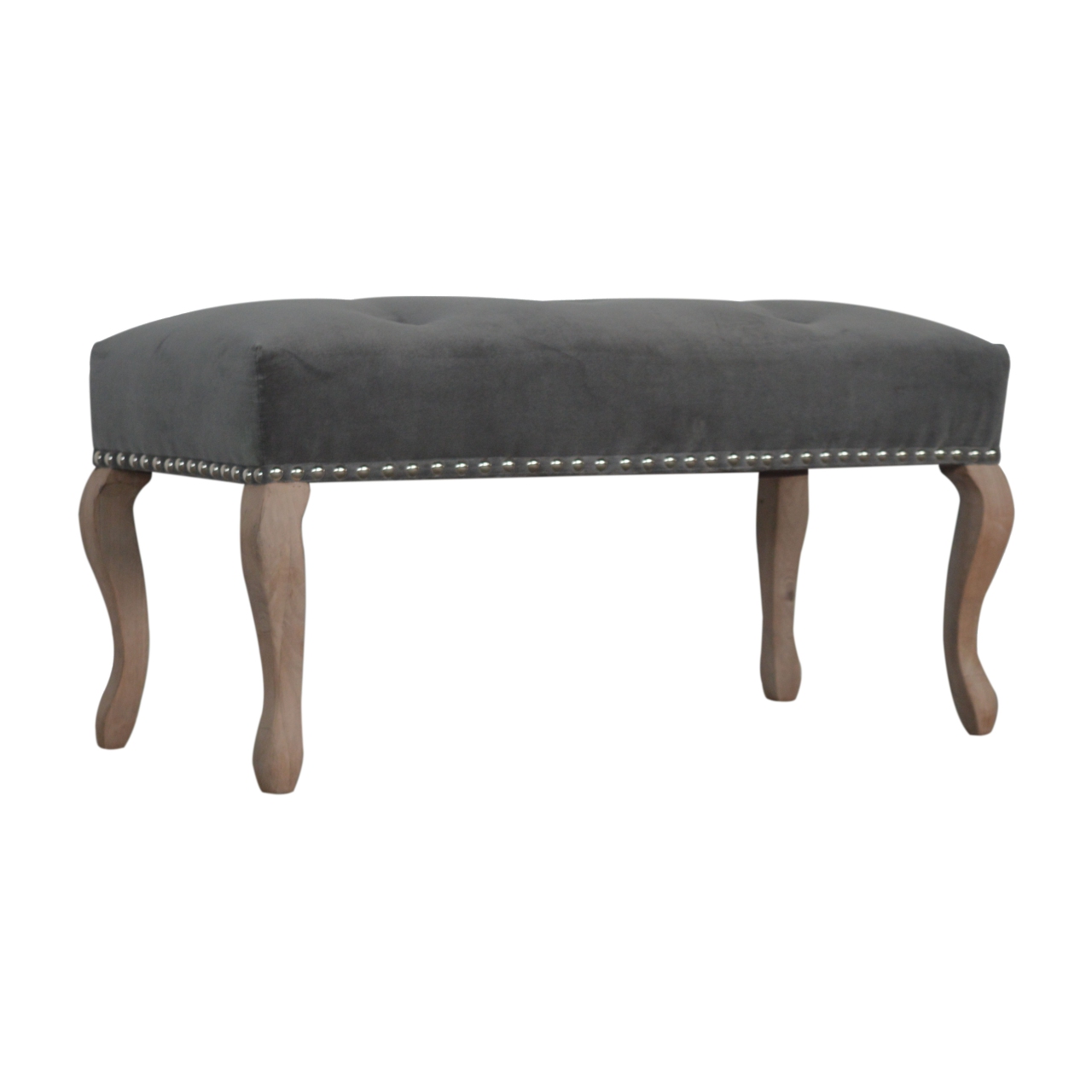 Artisan French Style Bench - Gray, Velvet