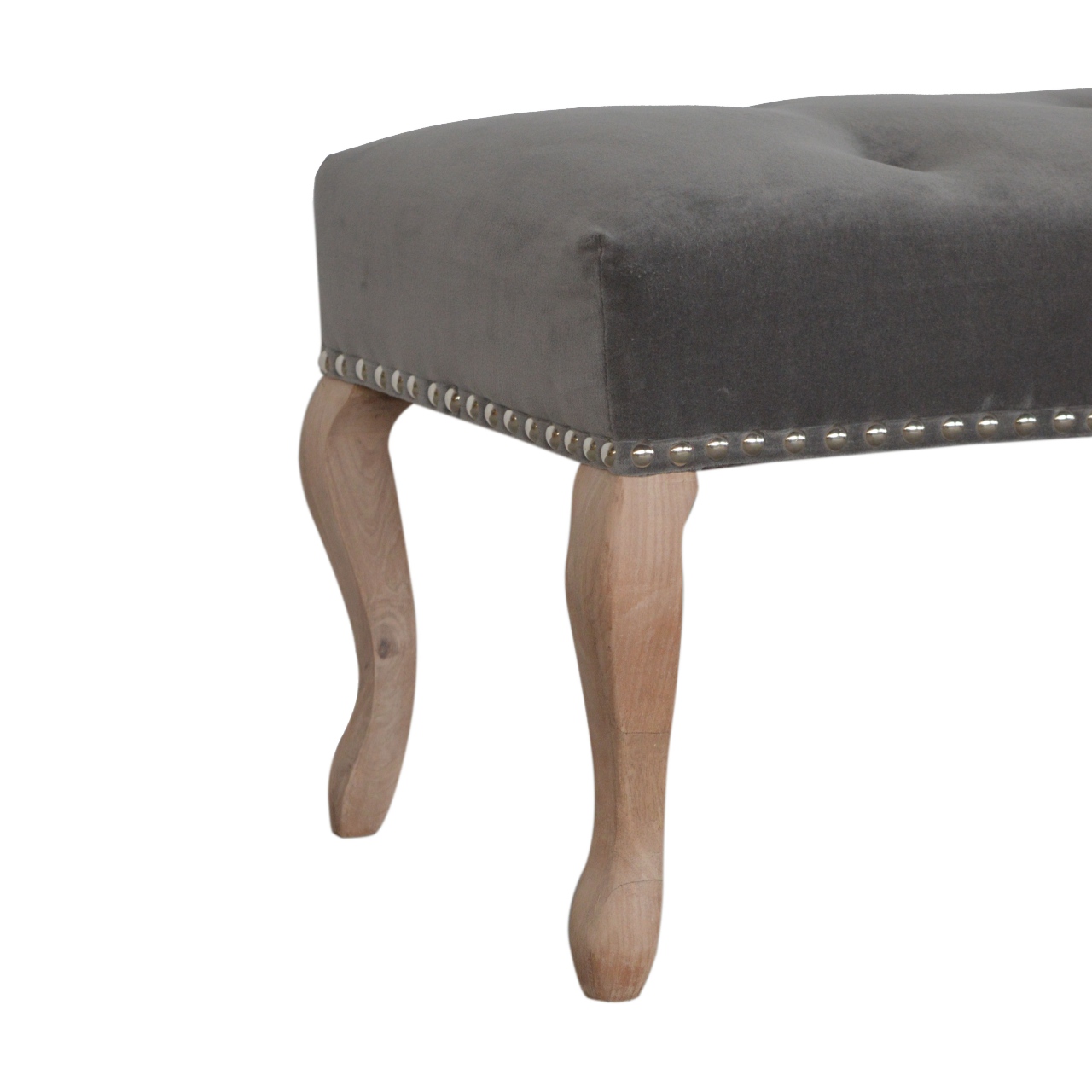 Artisan French Style Bench - Gray, Velvet