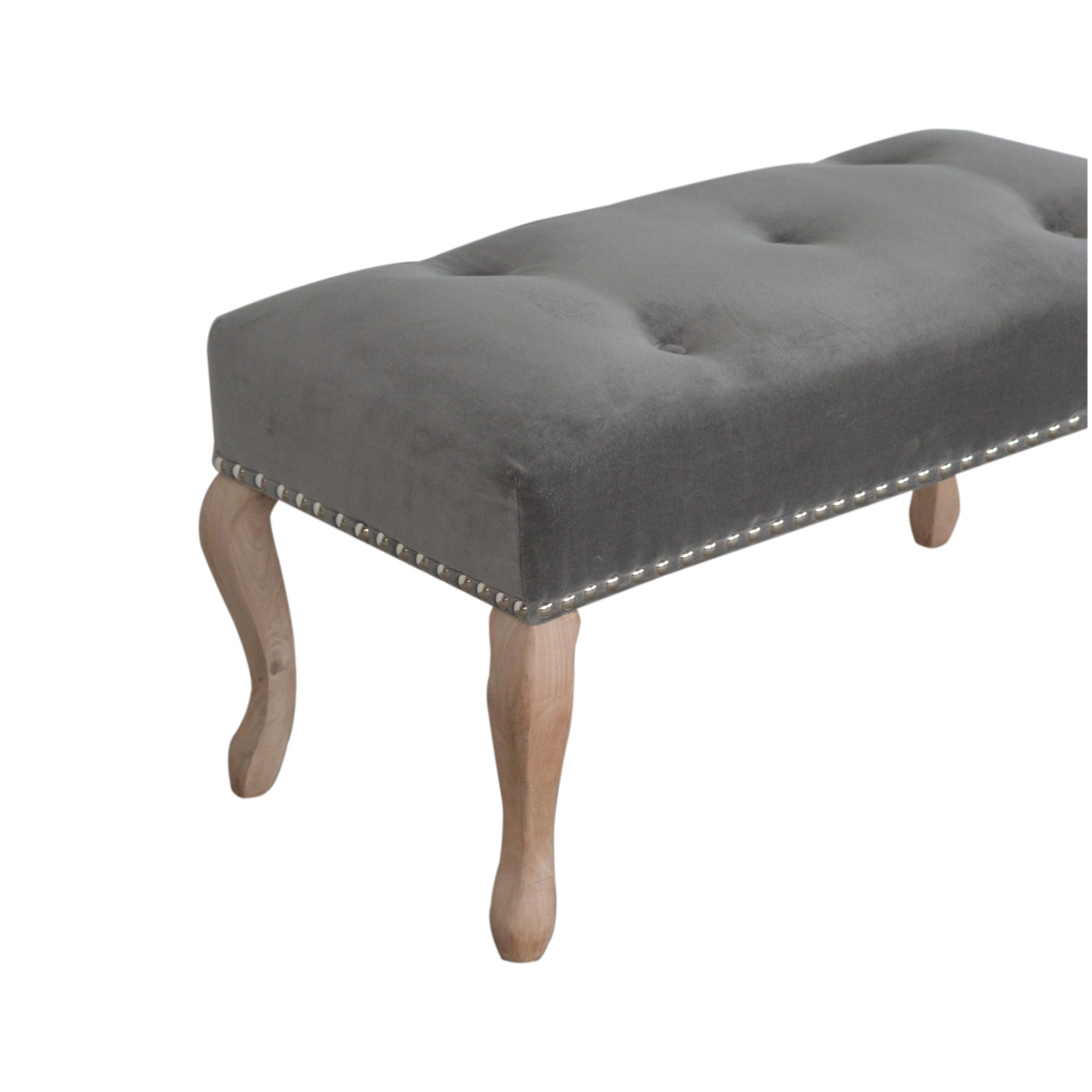 Artisan French Style Bench - Gray, Velvet