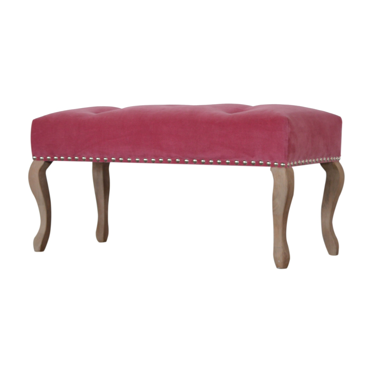 Artisan French Style Bench - Pink, Velvet