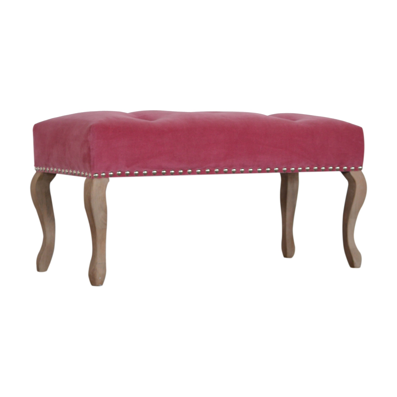 Artisan French Style Bench - Pink, Velvet