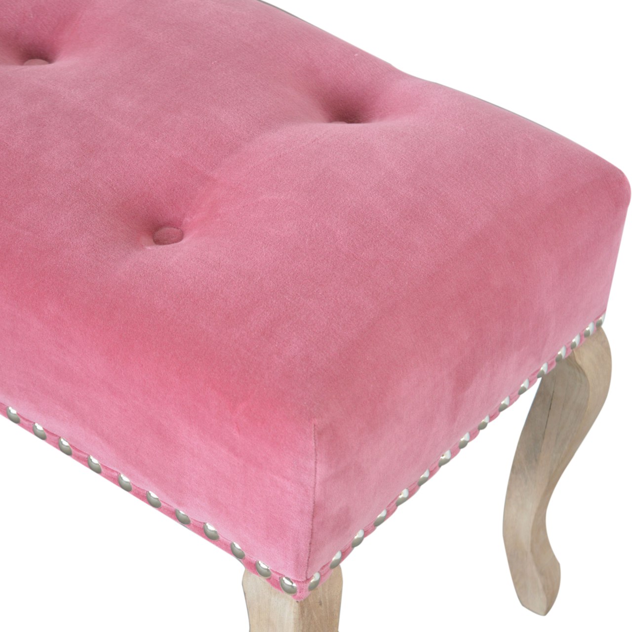 Artisan French Style Bench - Pink, Velvet