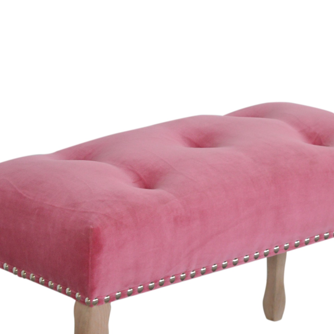 Artisan French Style Bench - Pink, Velvet