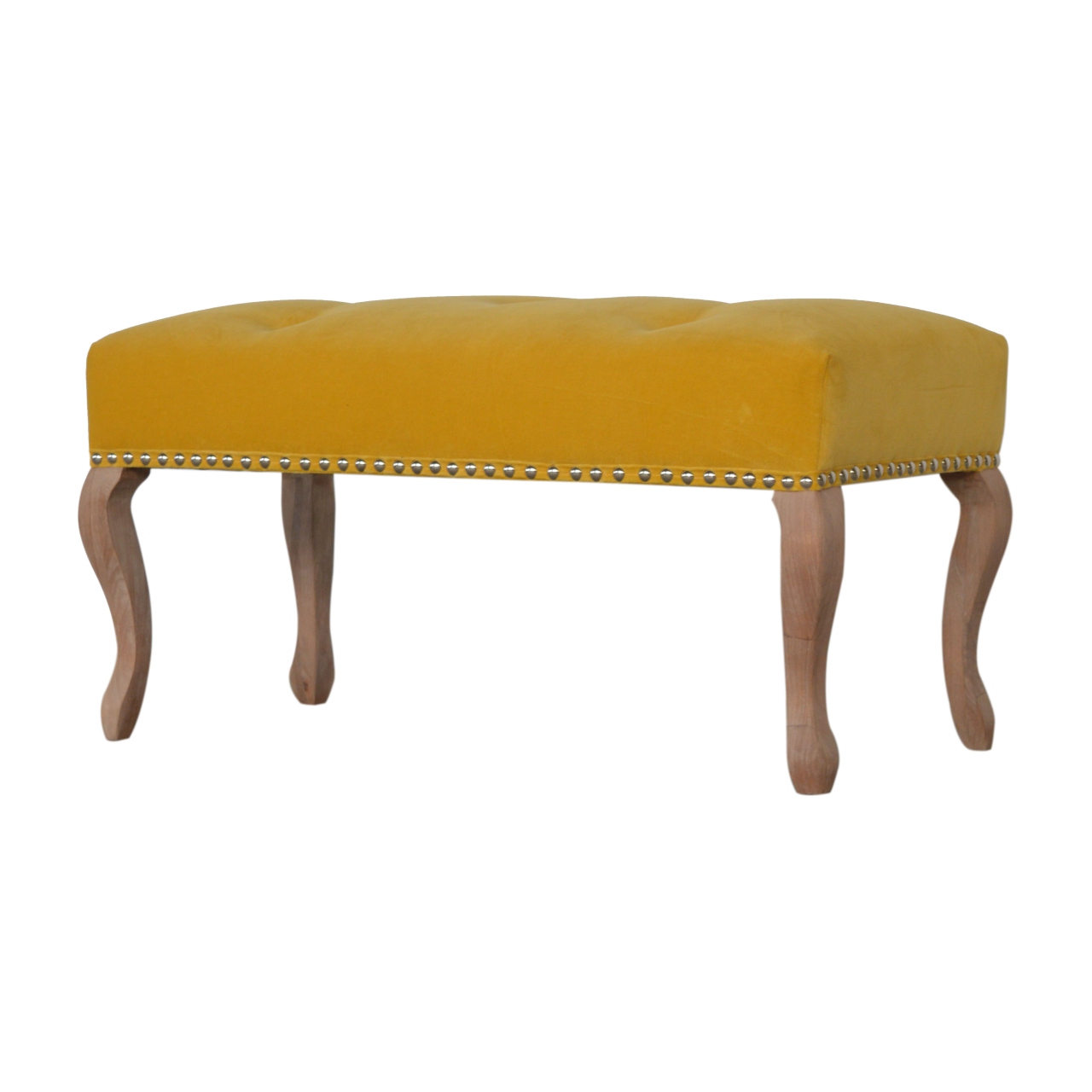 Artisan French Style Bench - Mustard, Velvet