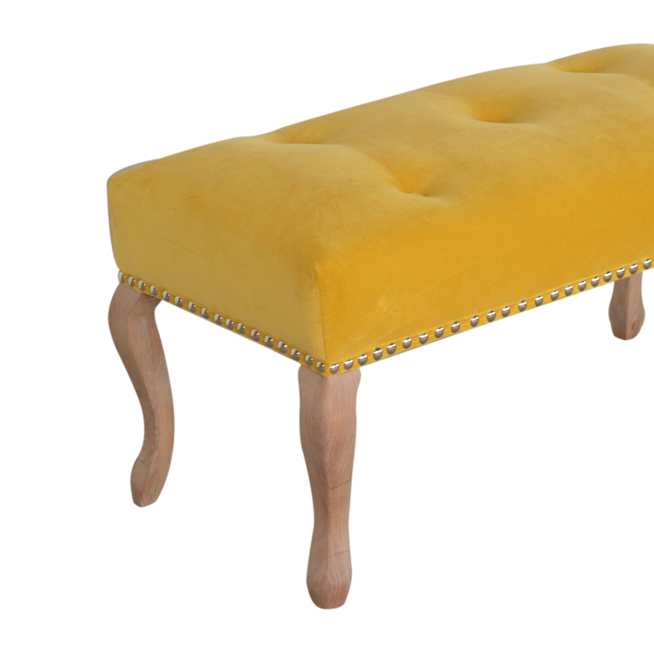 Artisan French Style Bench - Mustard, Velvet