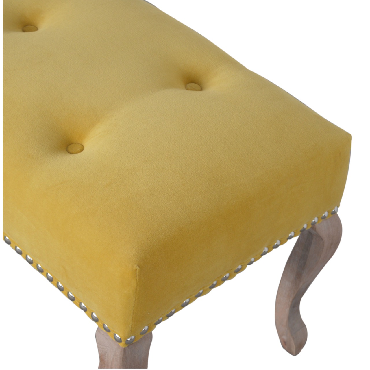 Artisan French Style Bench - Mustard, Velvet