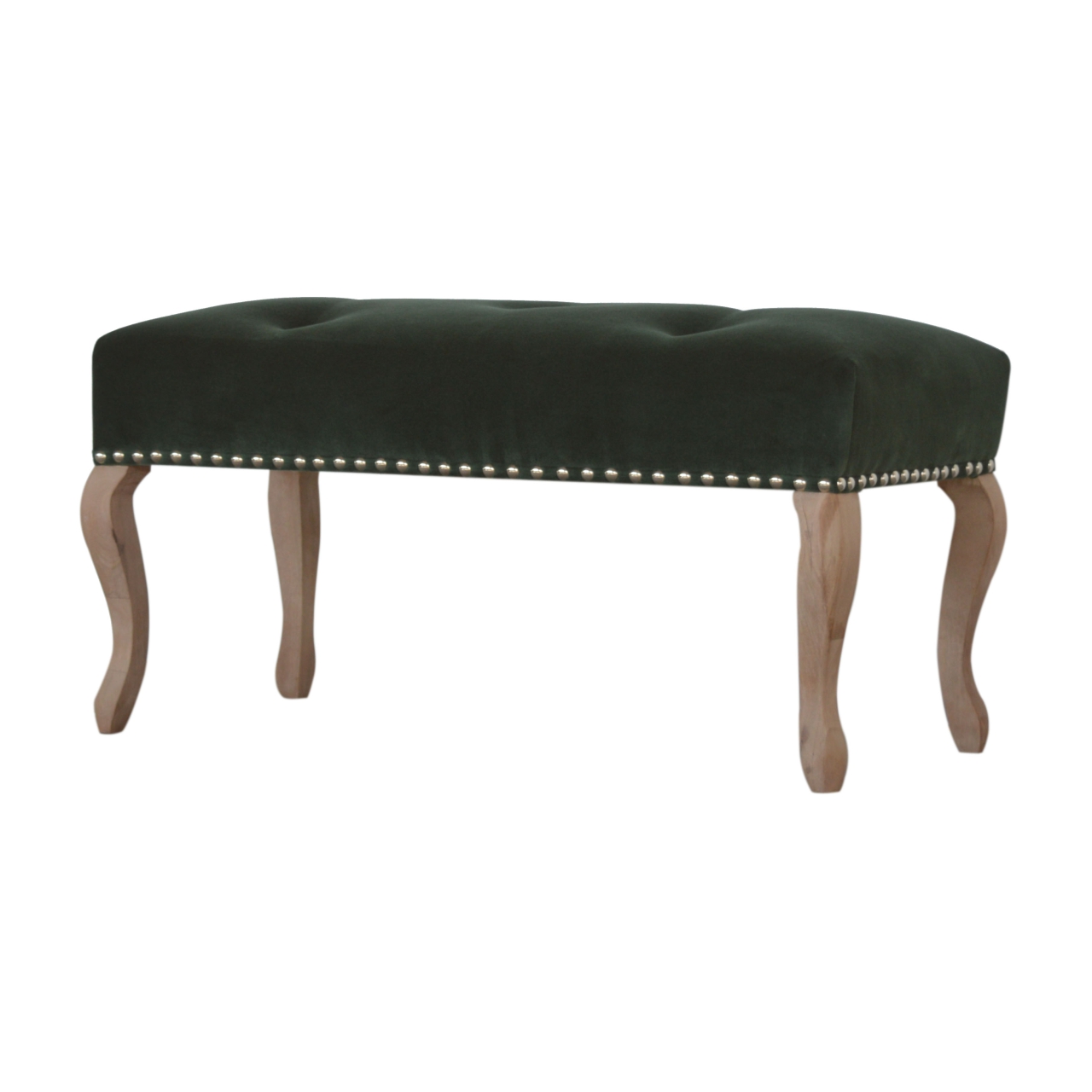 Artisan French Style Bench - Emerald Green, Velvet