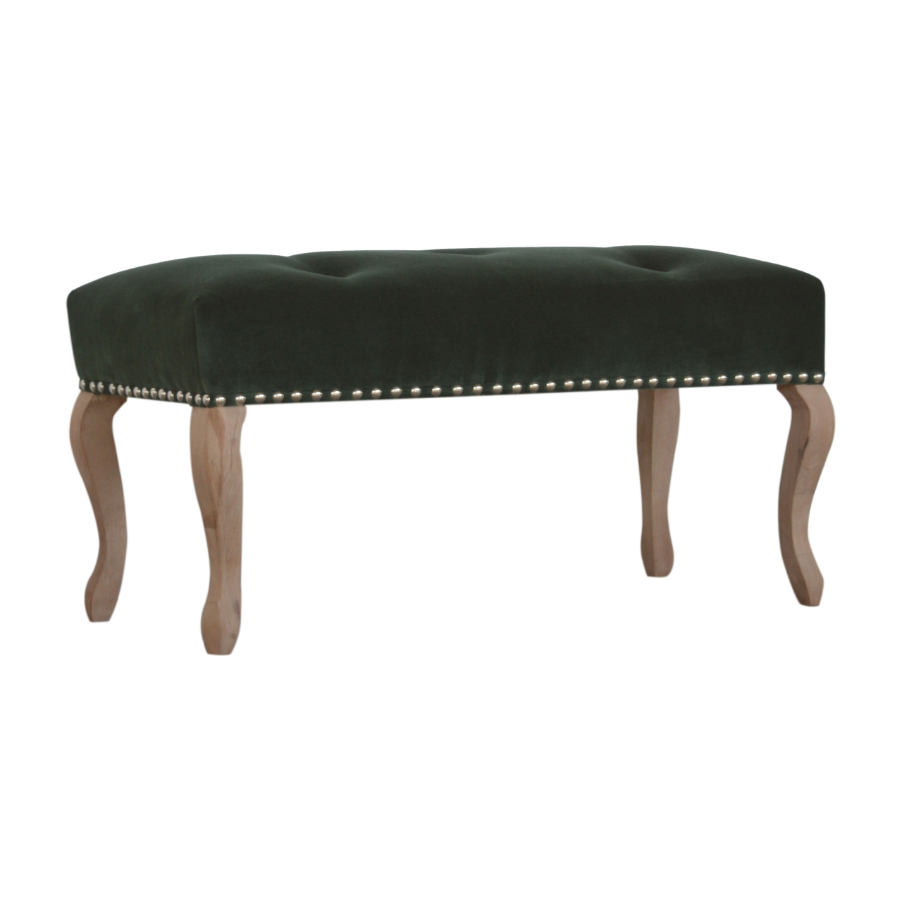 Artisan French Style Bench - Emerald Green, Velvet