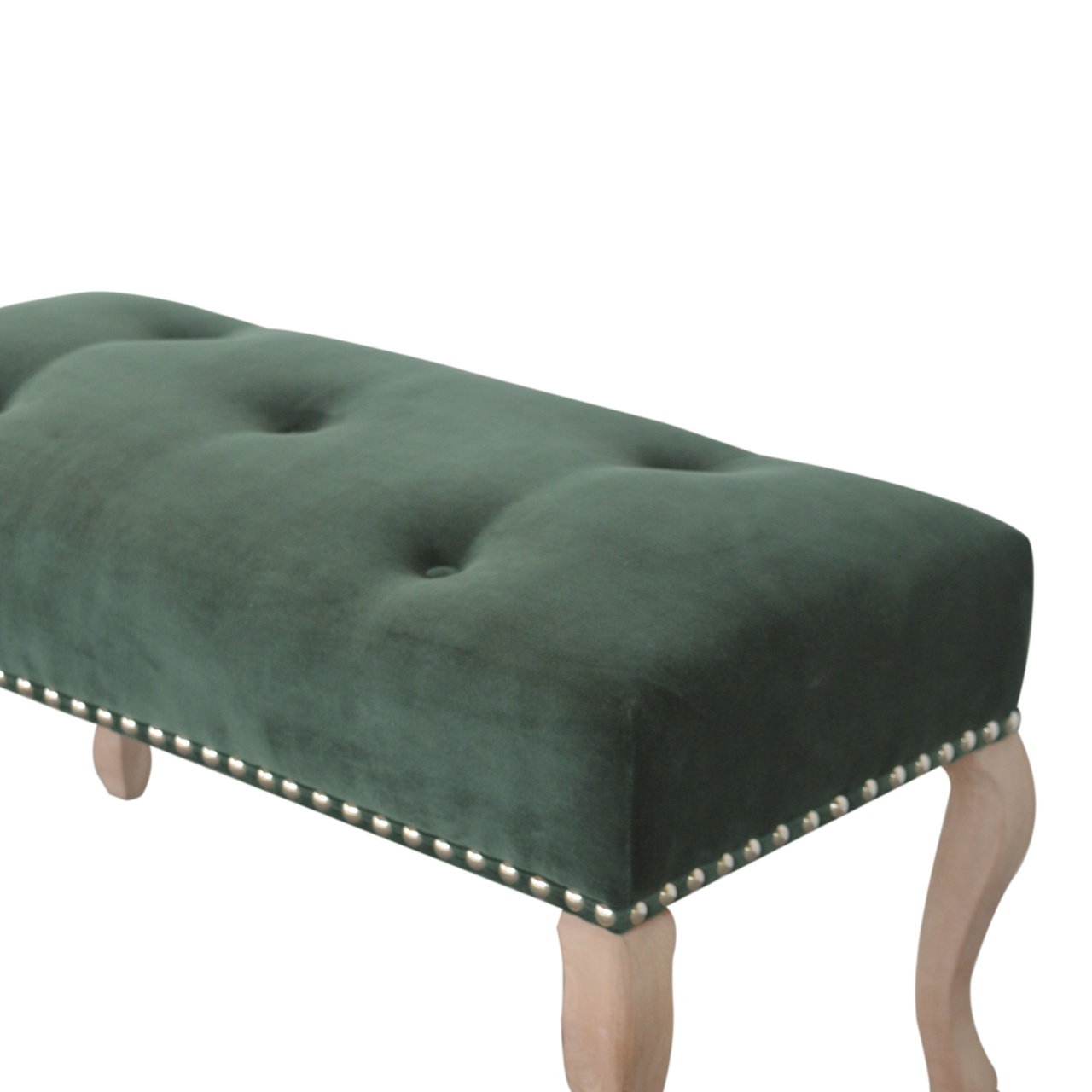 Artisan French Style Bench - Emerald Green, Velvet