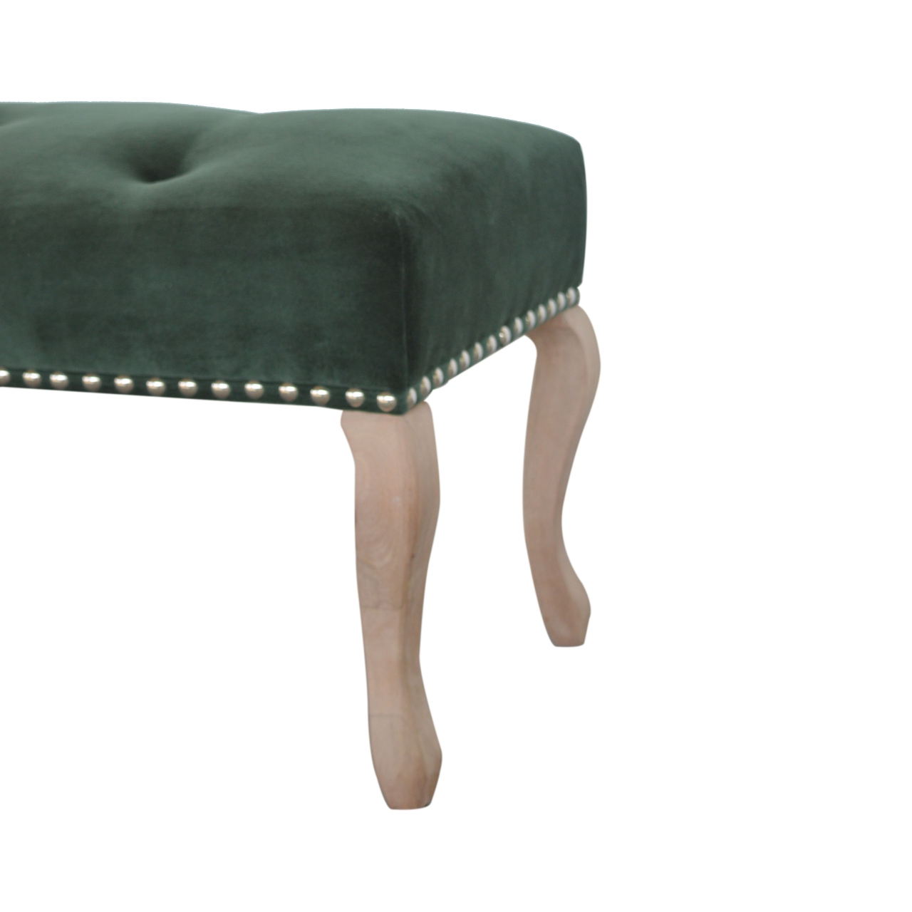 Artisan French Style Bench - Emerald Green, Velvet