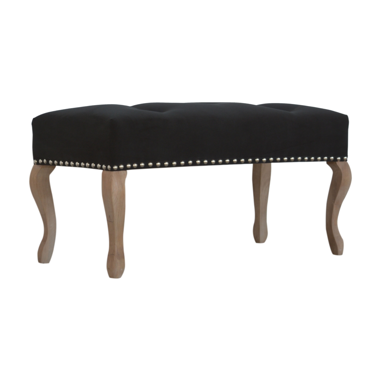 Artisan French Style Bench - Black, Velvet