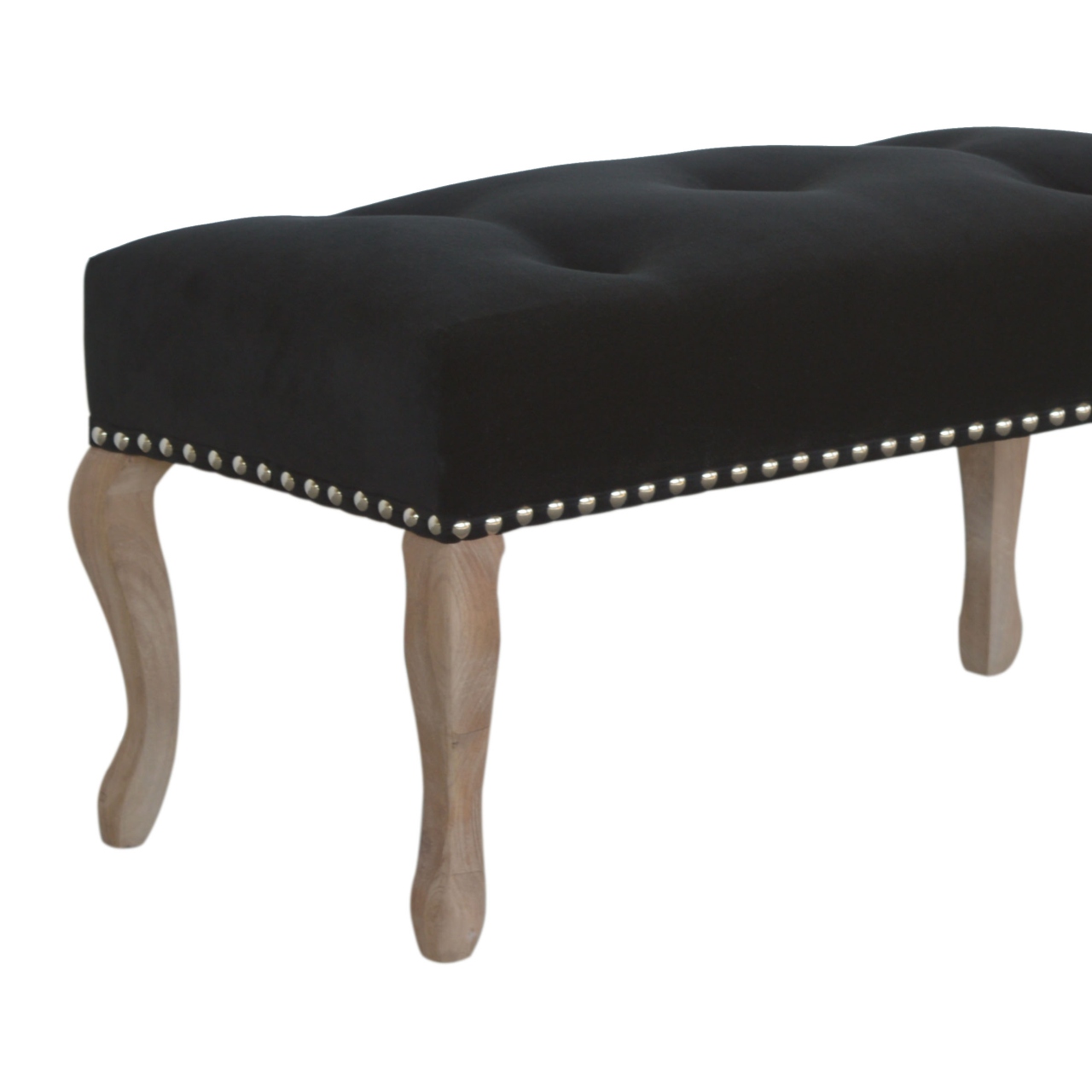 Artisan French Style Bench - Black, Velvet