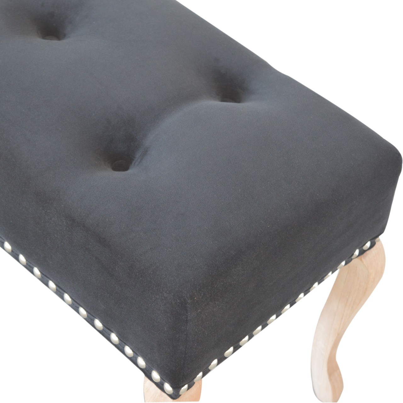 Artisan French Style Bench - Black, Velvet