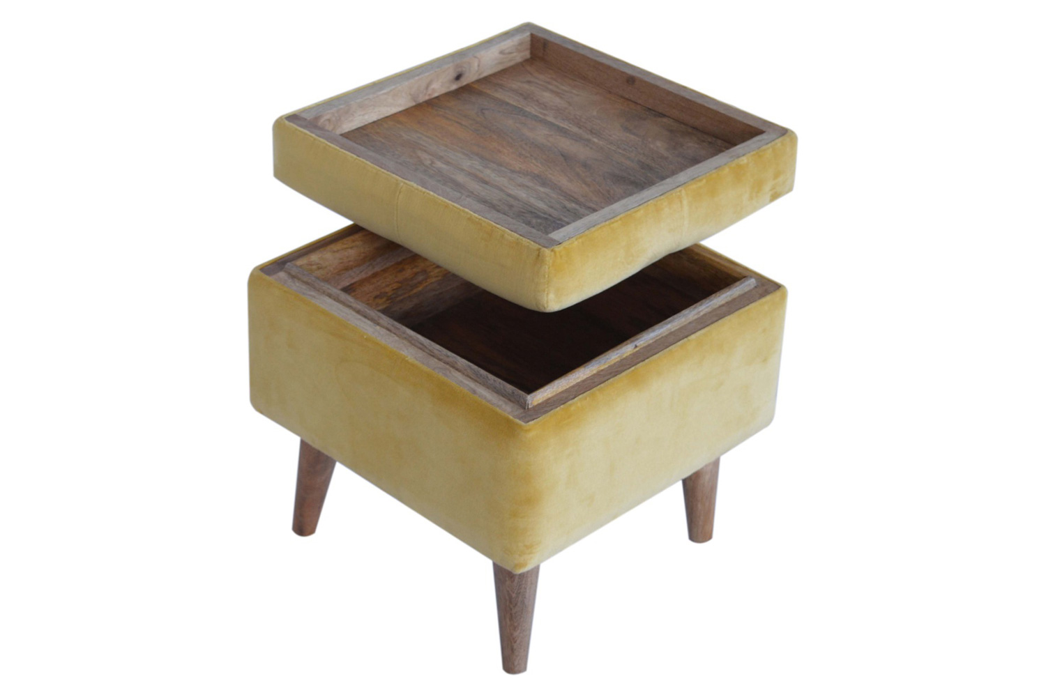 Artisan - Velvet Storage Footstool in Mustard