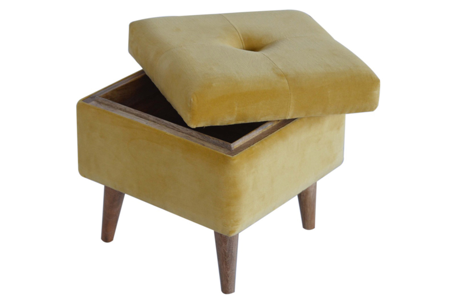 Artisan - Velvet Storage Footstool in Mustard