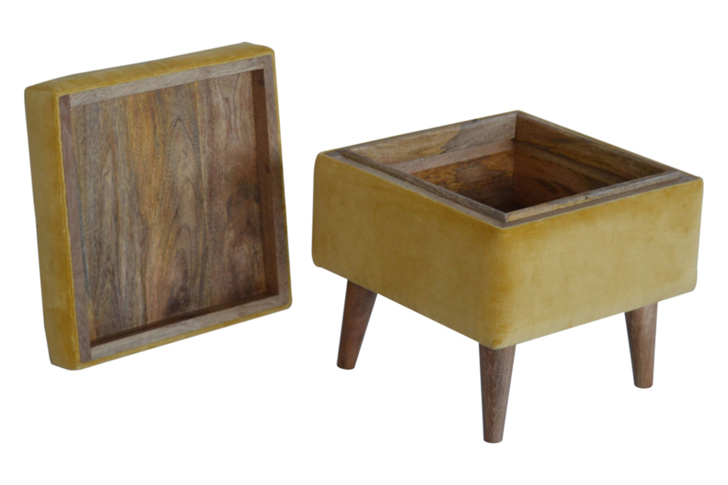 Artisan - Velvet Storage Footstool in Mustard