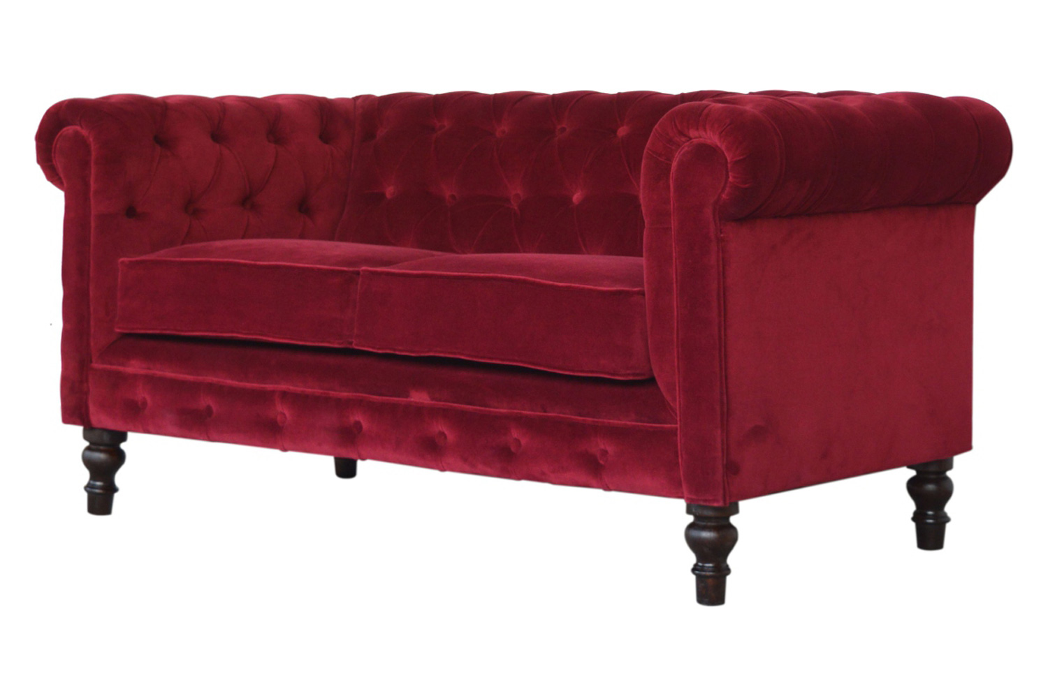 Artisan Chesterfield Sofa with 2 Seater - Wine Red, Velvet