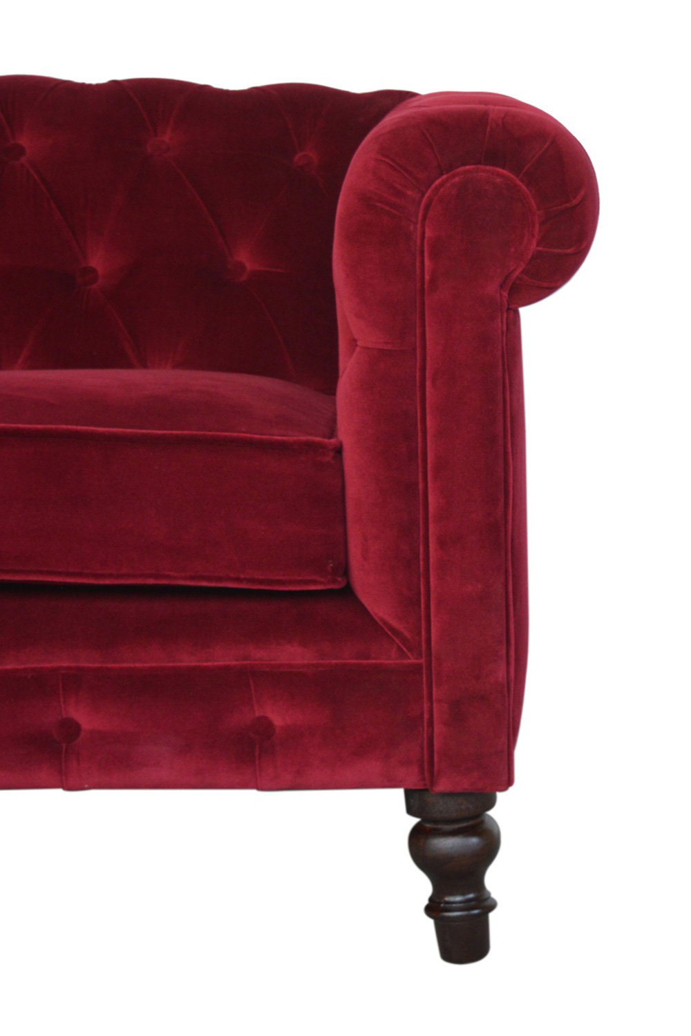 Artisan Chesterfield Sofa with 2 Seater - Wine Red, Velvet