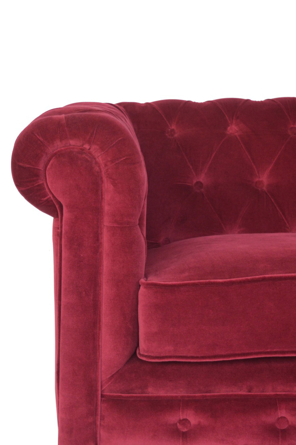 Artisan Chesterfield Sofa with 2 Seater - Wine Red, Velvet