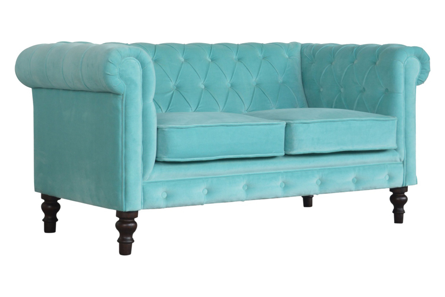 Artisan Chesterfield Sofa with 2 Seater - Aqua, Velvet