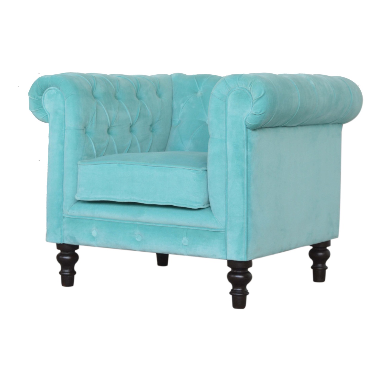 Artisan™ Chesterfield Armchair - Aqua, Velvet