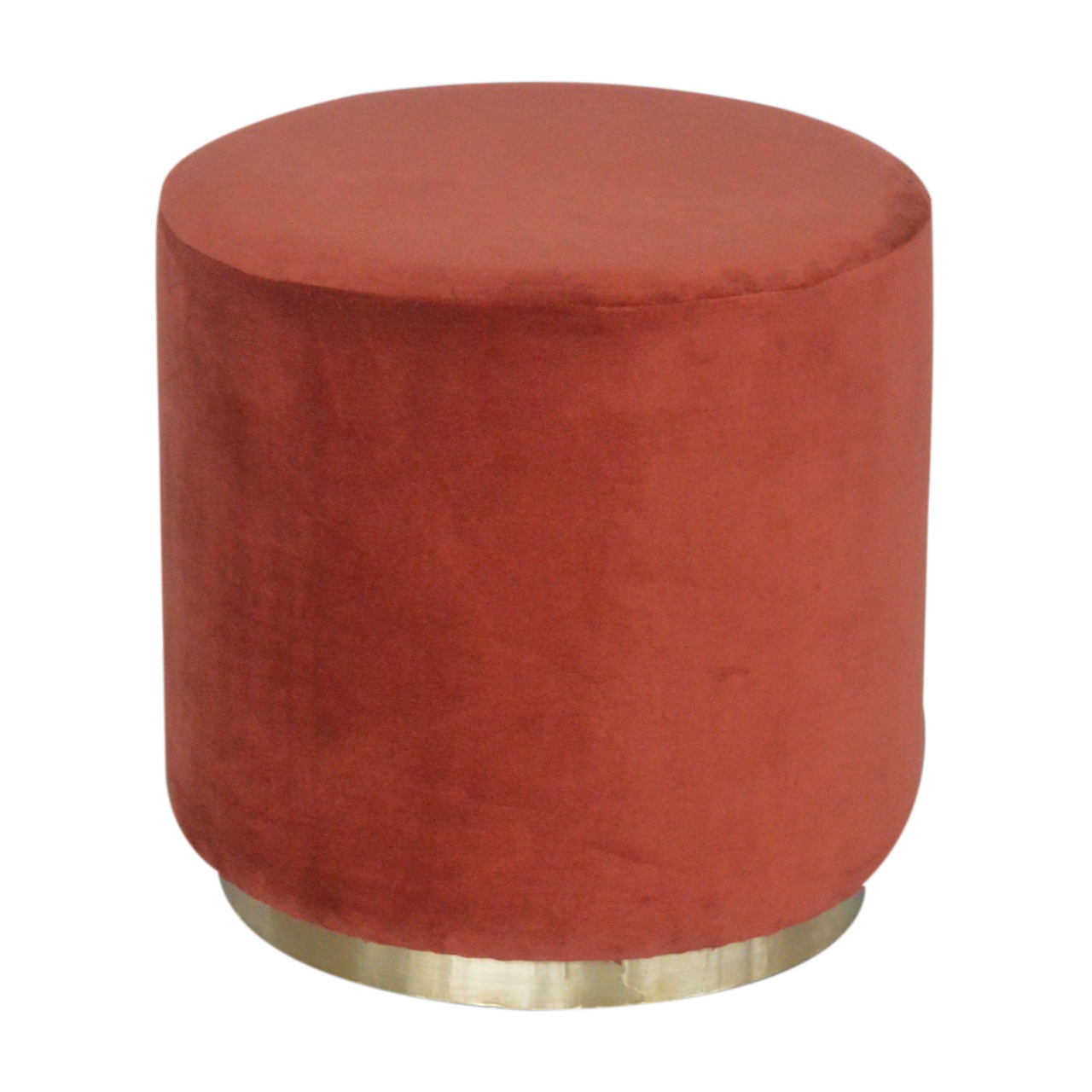 Artisan Footstool with Gold Base - Brick Red, Velvet