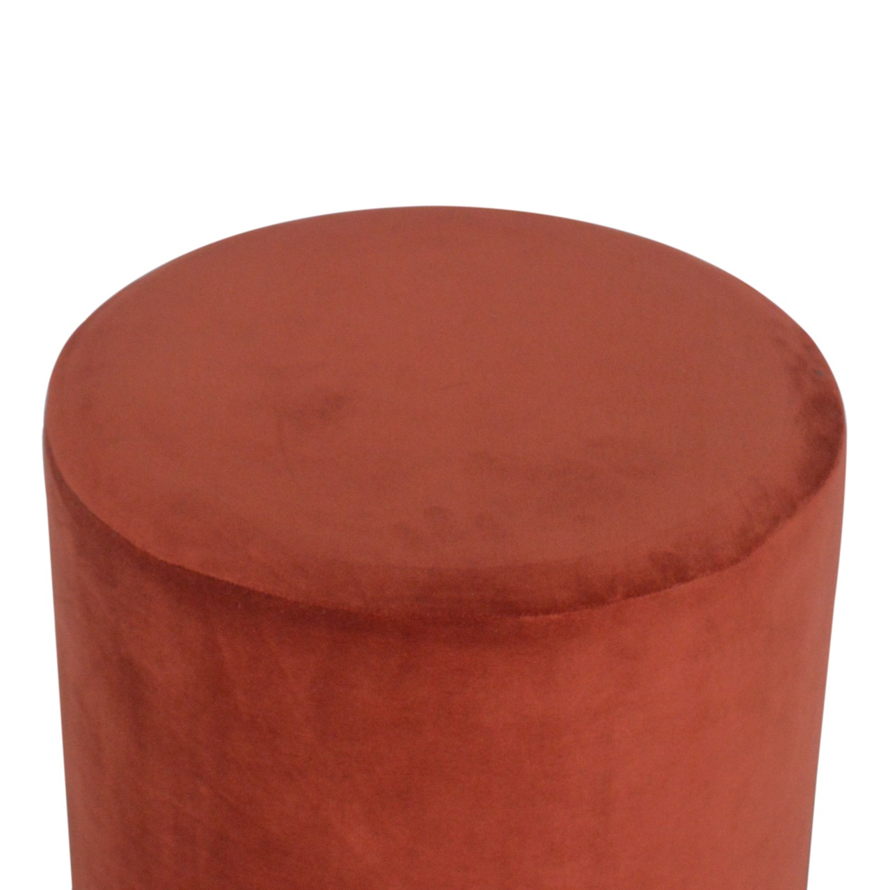 Artisan Footstool with Gold Base - Brick Red, Velvet