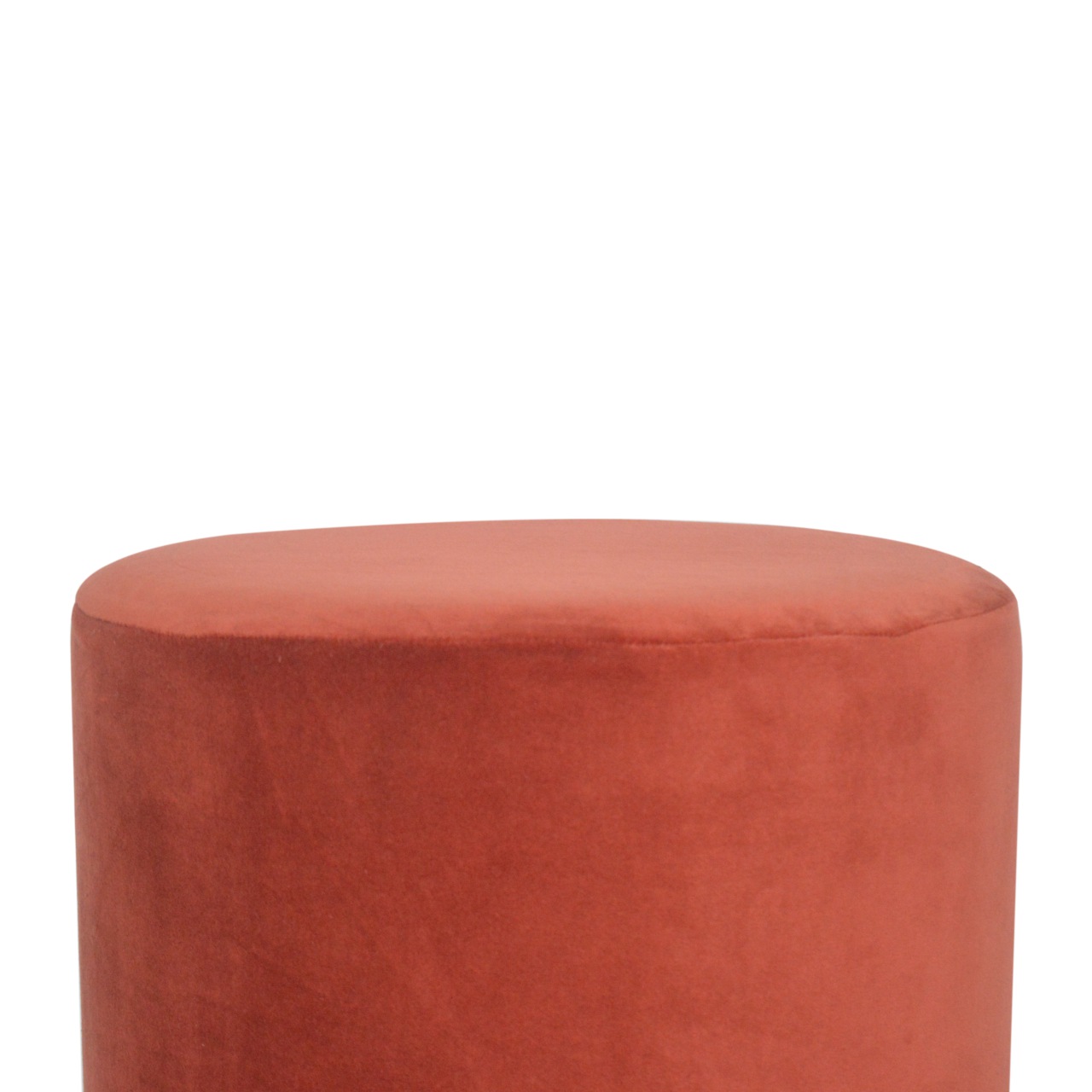 Artisan Footstool with Gold Base - Brick Red, Velvet