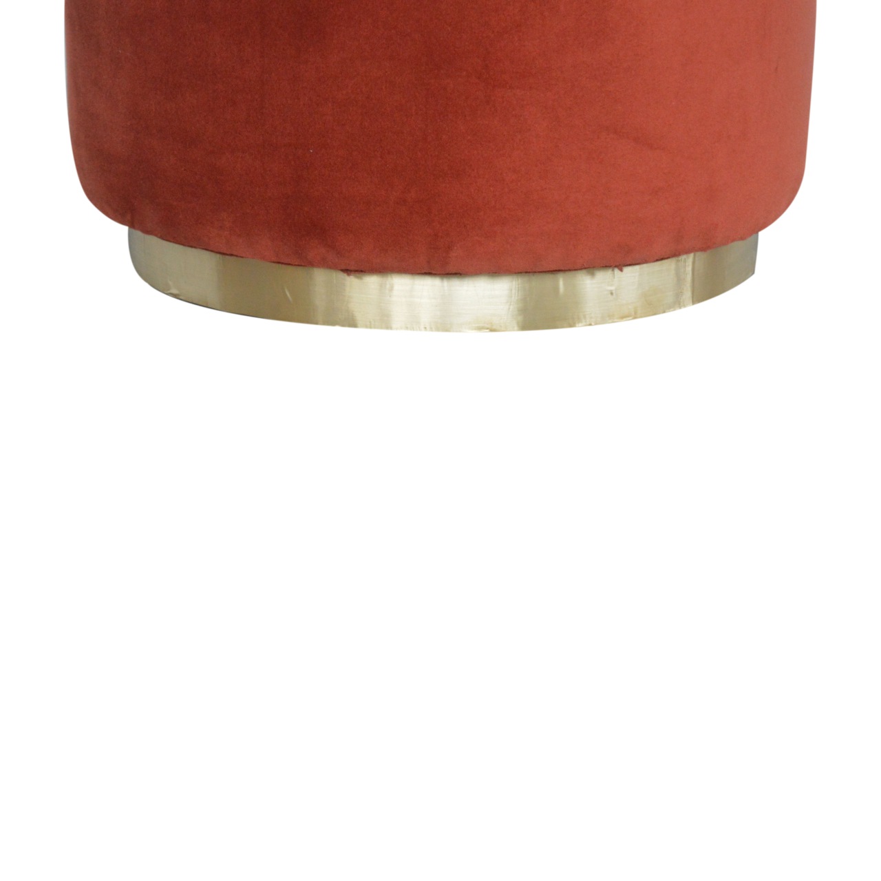 Artisan Footstool with Gold Base - Brick Red, Velvet