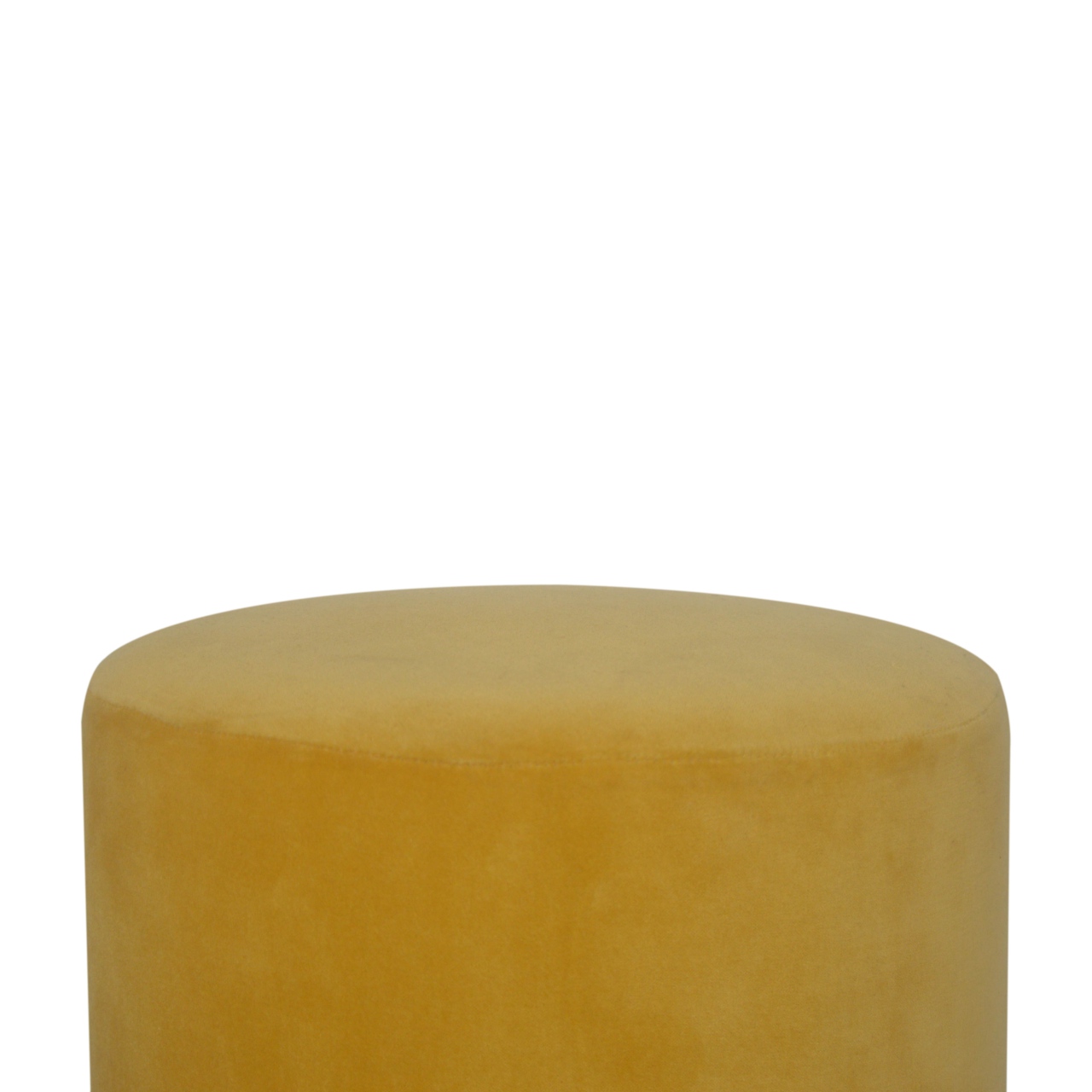 Artisan Wooden Footstool - Mustard, Velvet