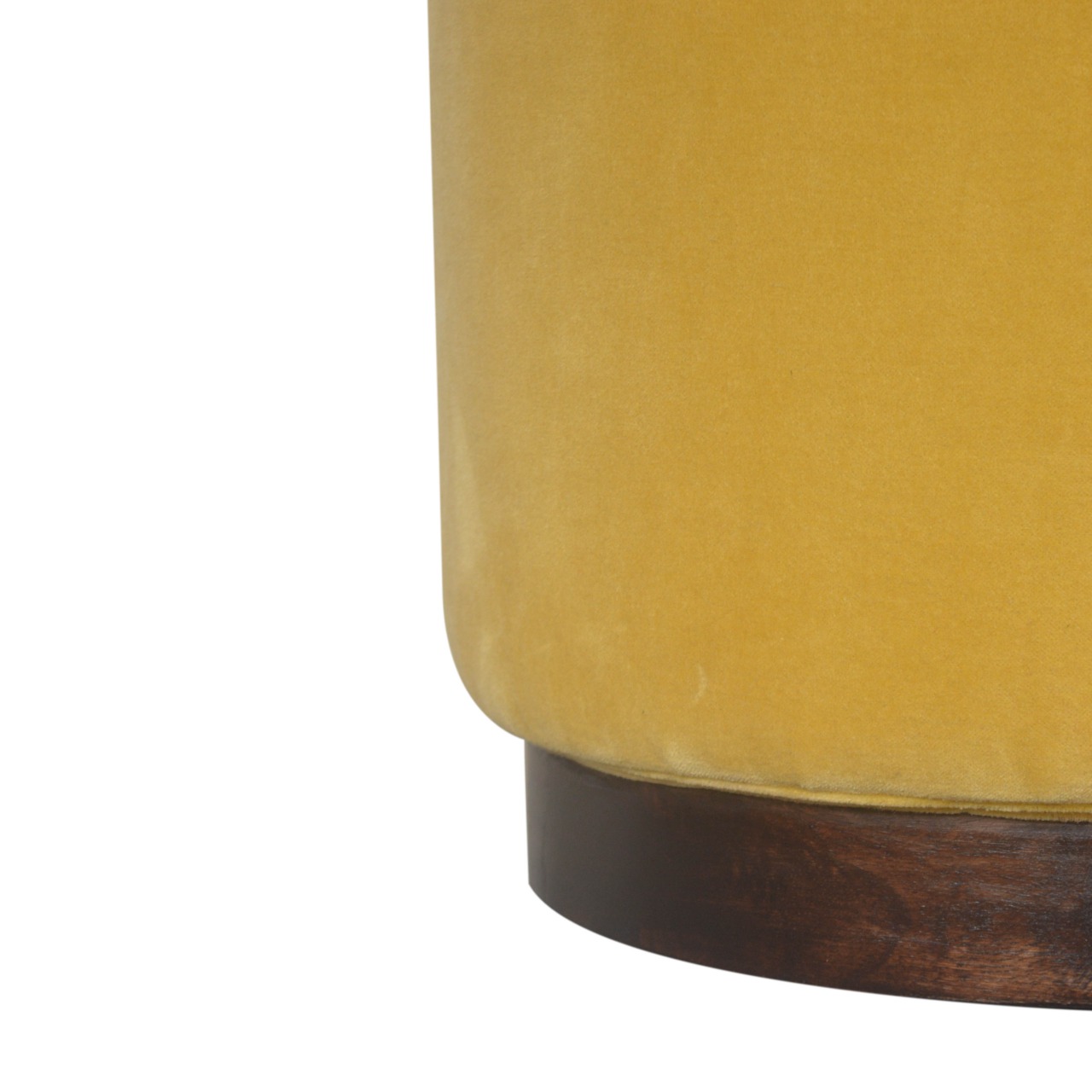 Artisan Wooden Footstool - Mustard, Velvet