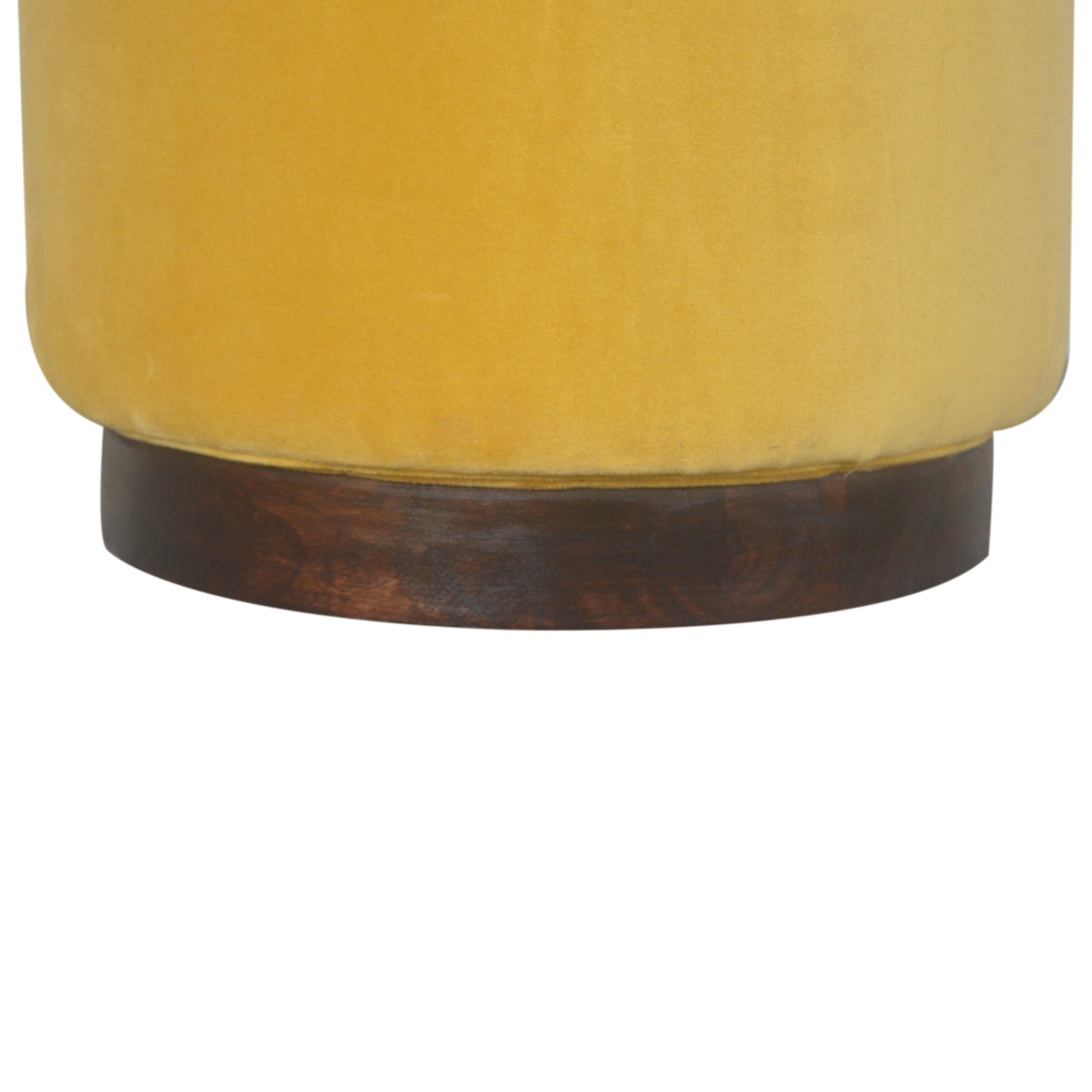 Artisan Wooden Footstool - Mustard, Velvet