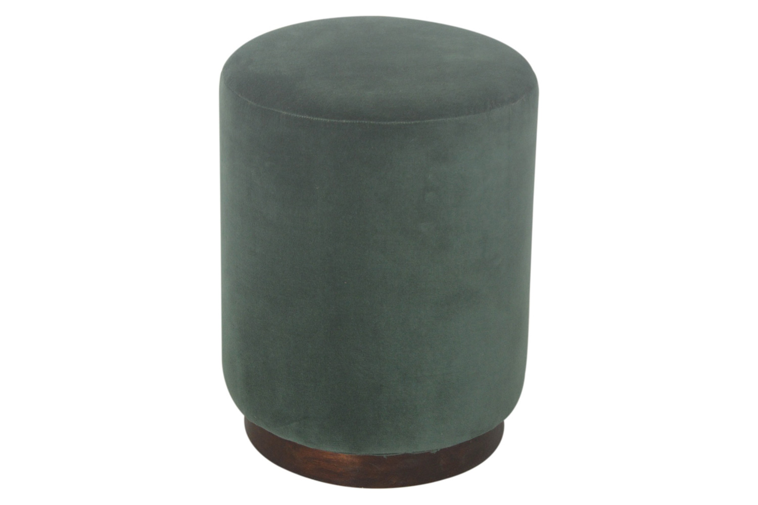 Artisan Footstool with Base - Velvet, Emerald Green, Wooden