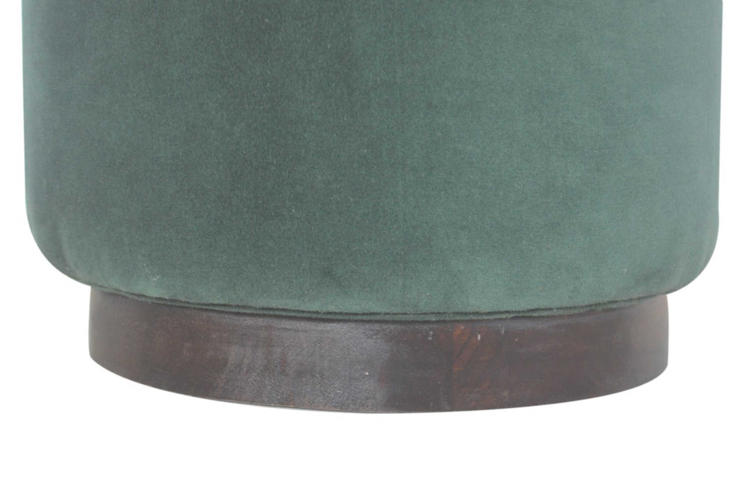 Artisan Footstool with Base - Velvet, Emerald Green, Wooden