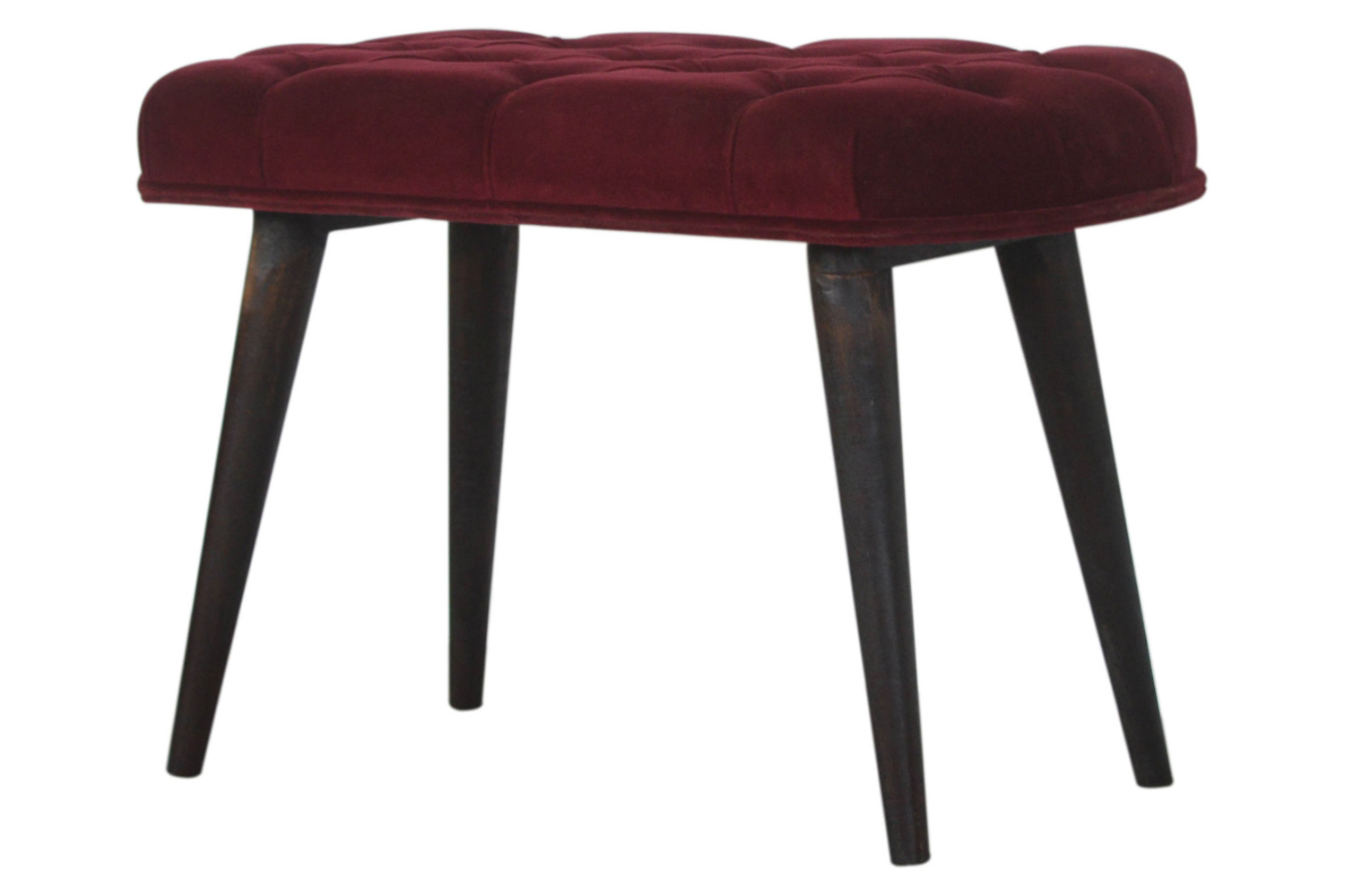 Artisan Deep Button Bench - Wine Red, Velvet