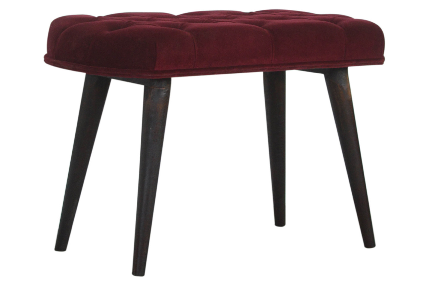 Artisan Deep Button Bench - Wine Red, Velvet