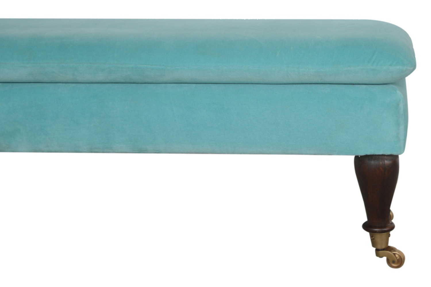 Artisan Bench with Castor Legs - Aqua, Velvet