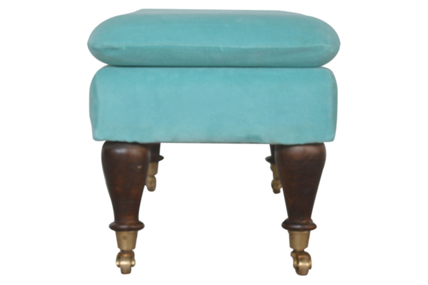 Artisan Bench with Castor Legs - Aqua, Velvet