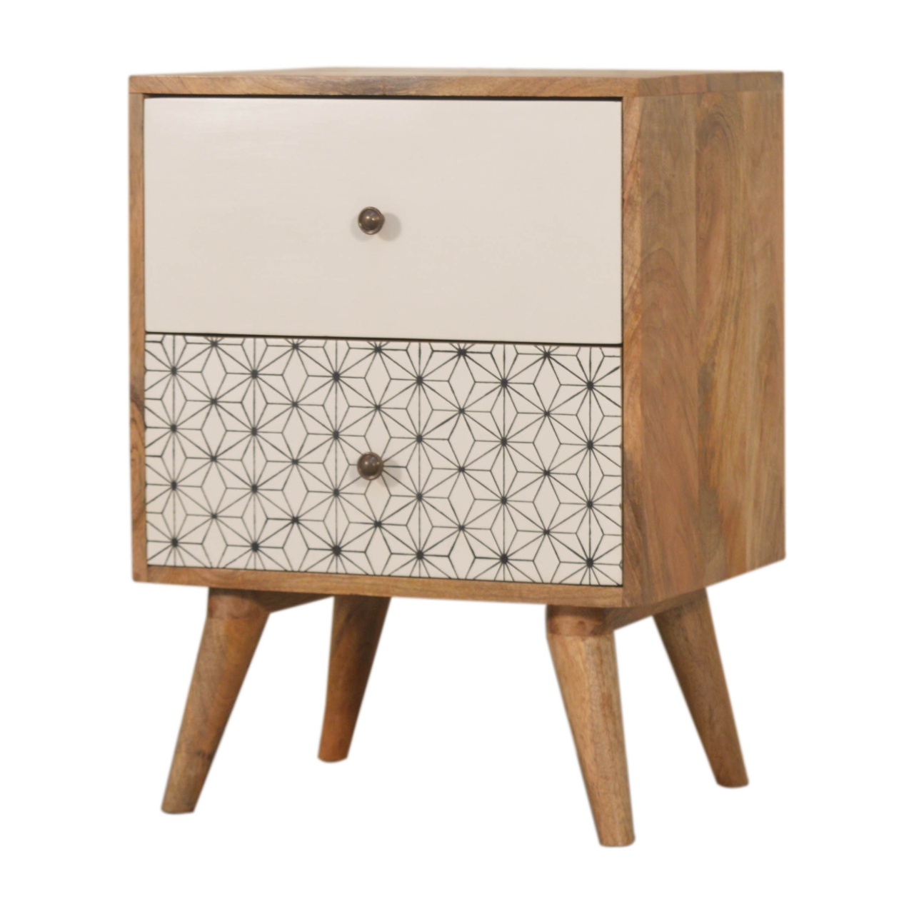 Artisan - Geo Screen Printed 2 Tone Nightstand