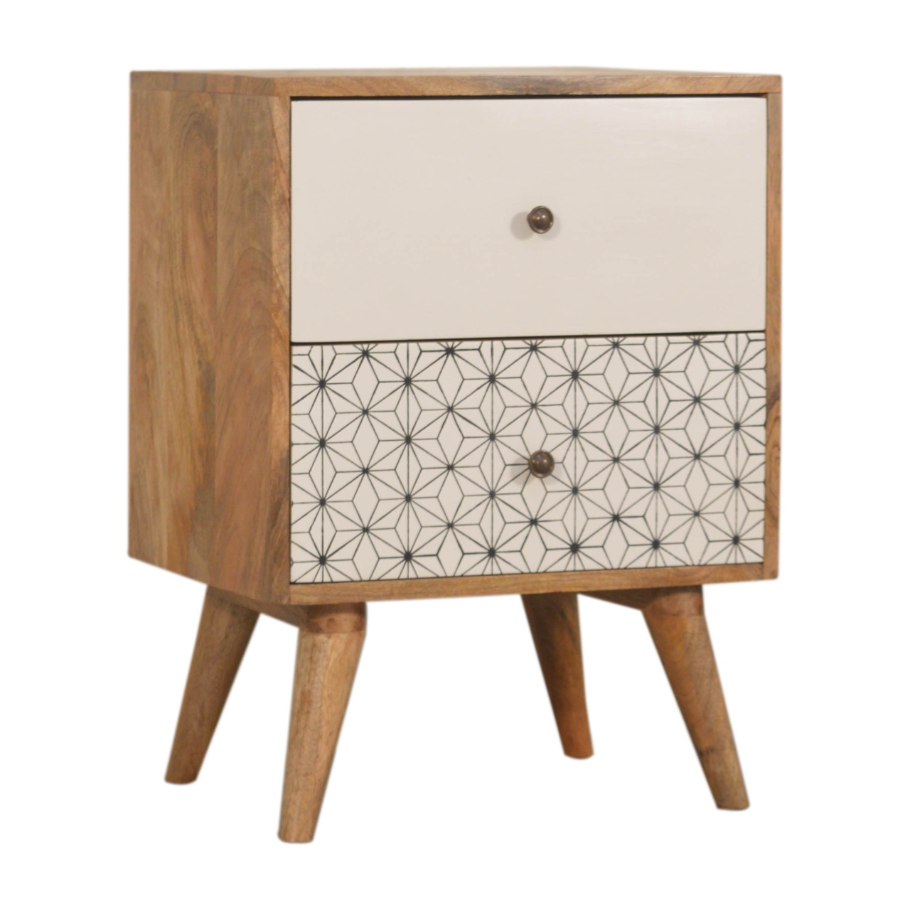 Artisan - Geo Screen Printed 2 Tone Nightstand