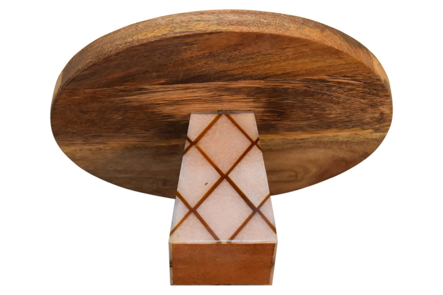 Artisan Cross Base Resin Cake Stand - Oak-ish