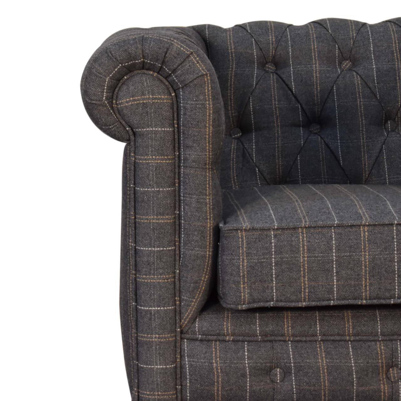 Artisan Chesterfield Armchair - Pewter, Tweed