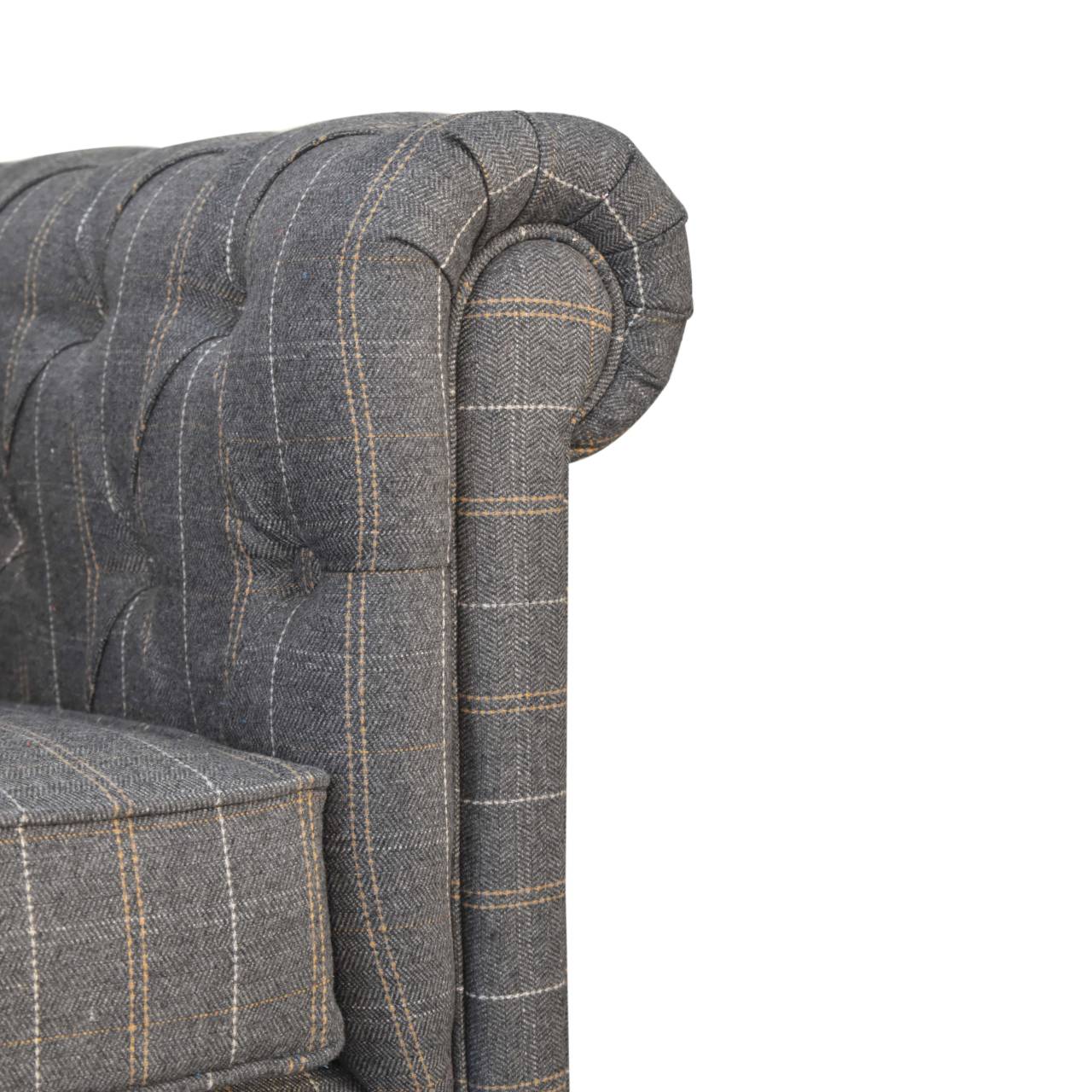 Artisan Chesterfield Armchair - Pewter, Tweed