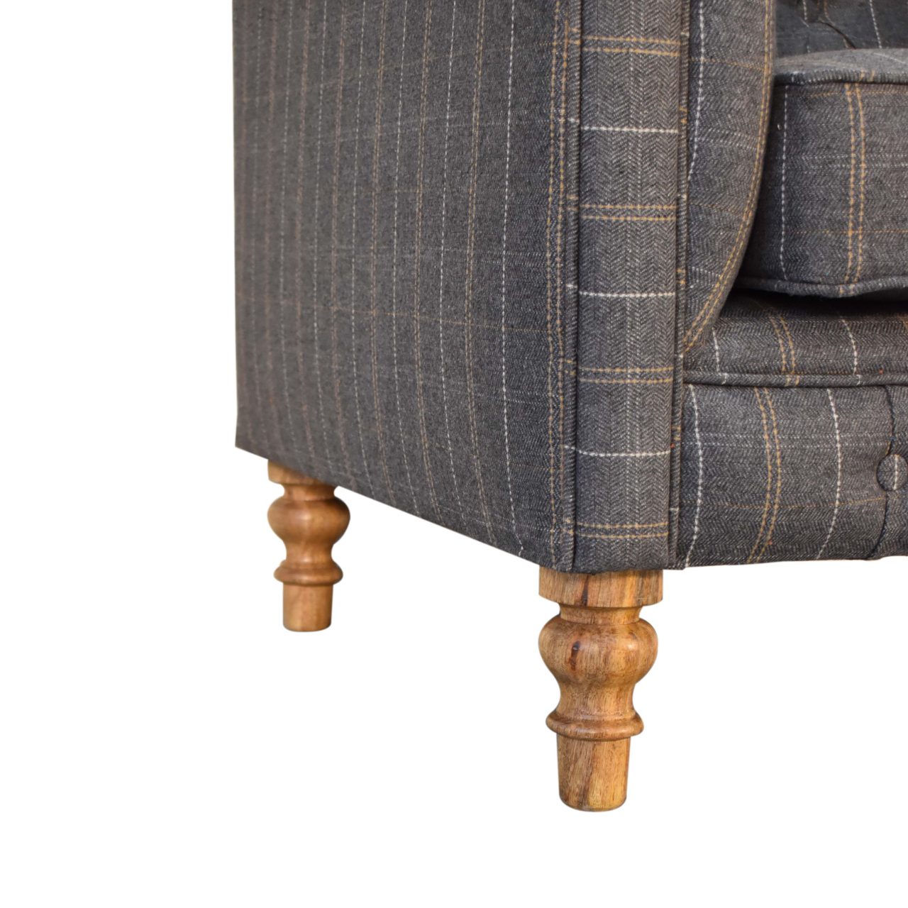 Artisan Chesterfield Armchair - Pewter, Tweed