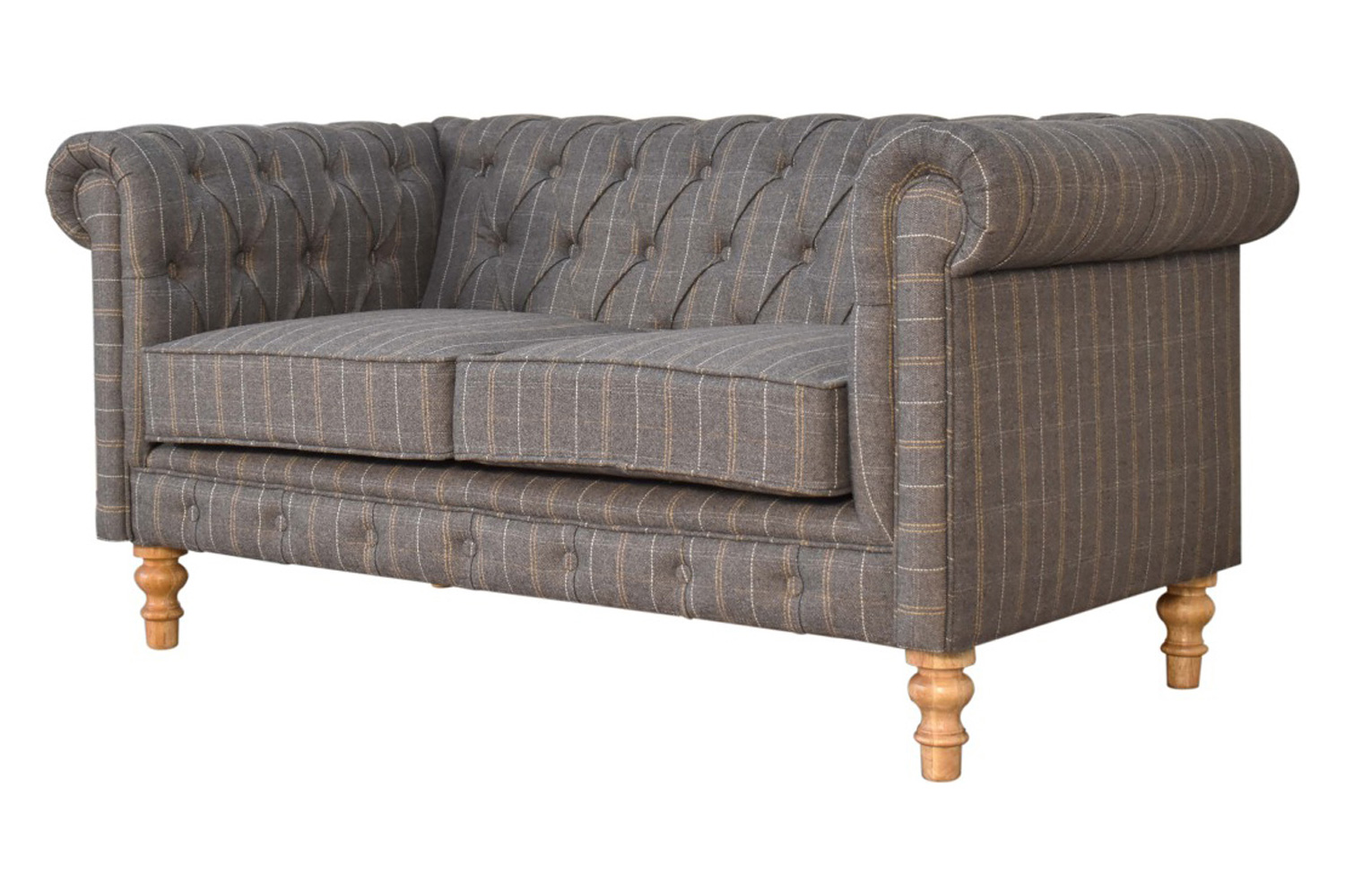 Artisan Chesterfield Sofa with 2 Seater - Pewter, Tweed